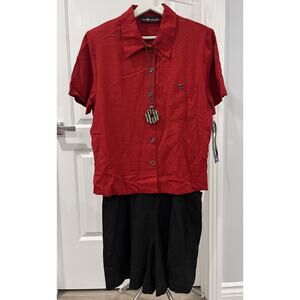 NEW Sag Harbor Classic Women's Red & Black Jumpsuit Size 10 Short Sleeve Romper